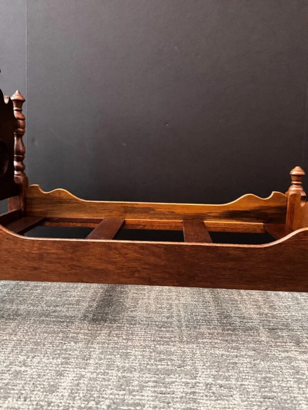 Vintage Artisan Handmade Solid Wood Doll Bed for Dolls Up to 18in. Beautiful.
